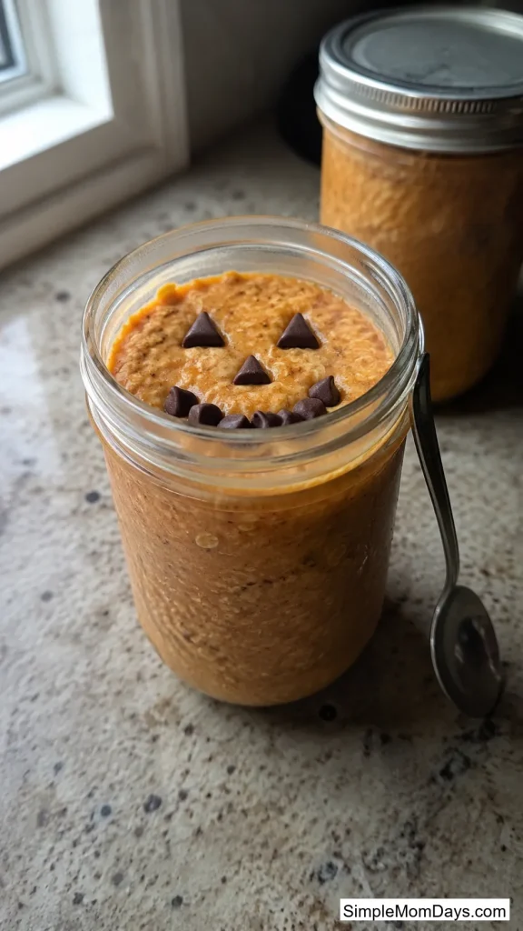 Pumpkin Overnight Oats Jack-o-Lantern Jars