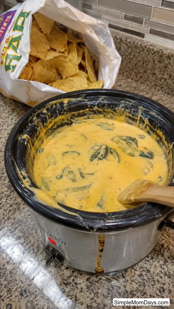 Slow Cooker Queso with Roasted Poblanos
