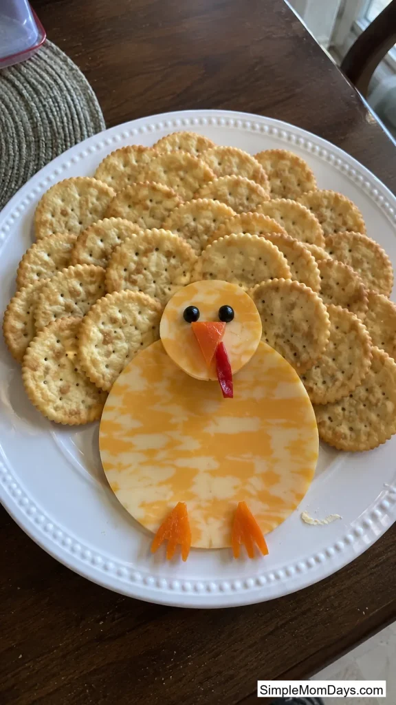 Turkey-Shaped Cheese and Cracker Plate