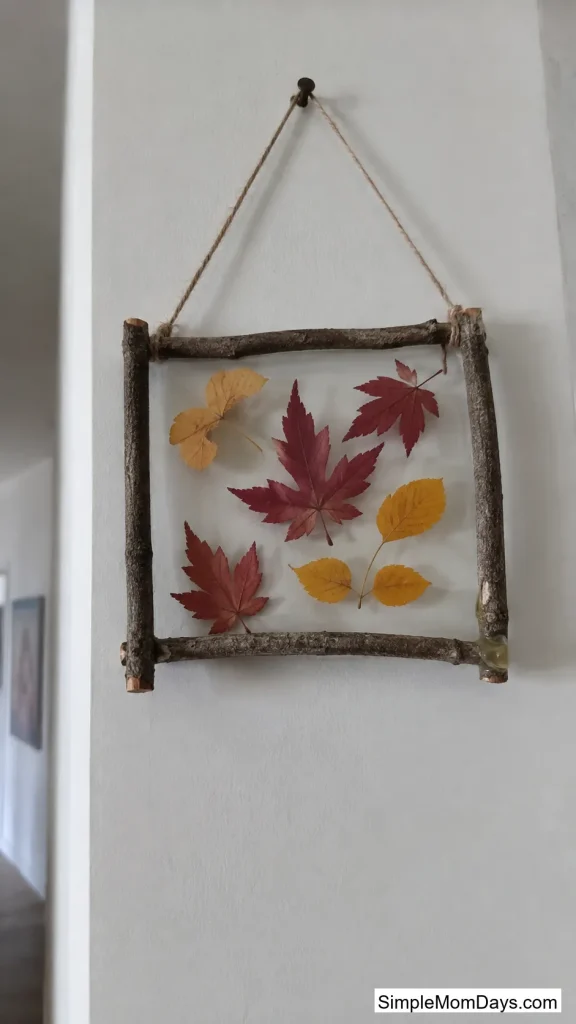 Twig Frame With Pressed Leaves