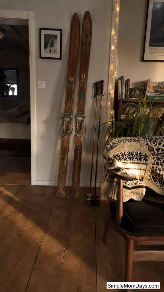 Vintage Ski Gear Display Wall