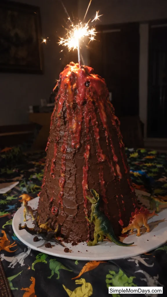 Volcano Cake with a Sparkler "Eruption"