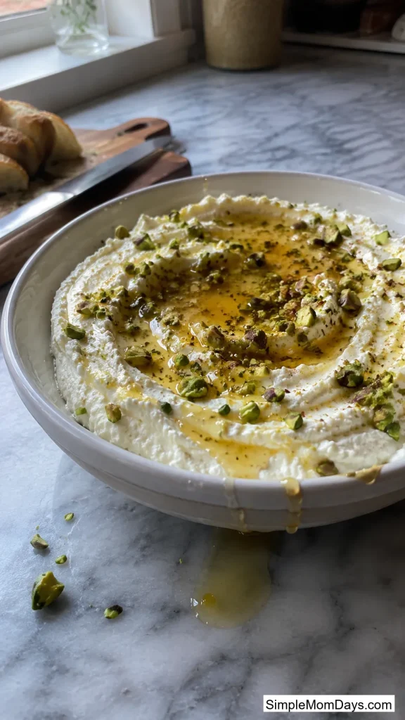 Whipped Ricotta with Hot Honey and Pistachios