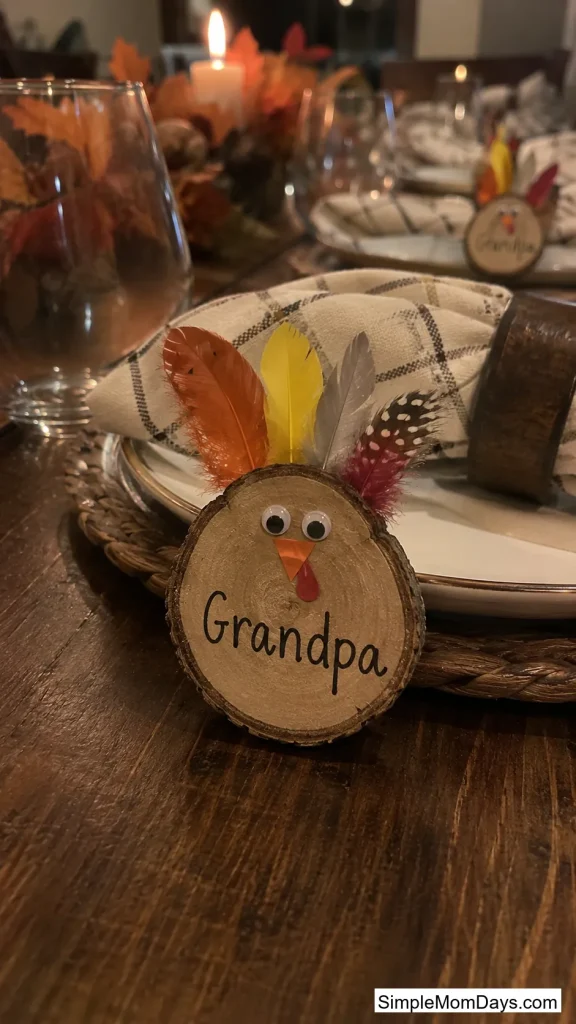 Wood Slice Turkey Place Cards