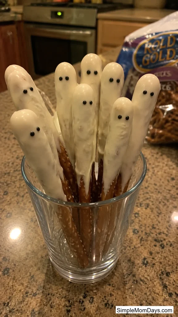 Yogurt-Dipped Pretzel Ghosts
