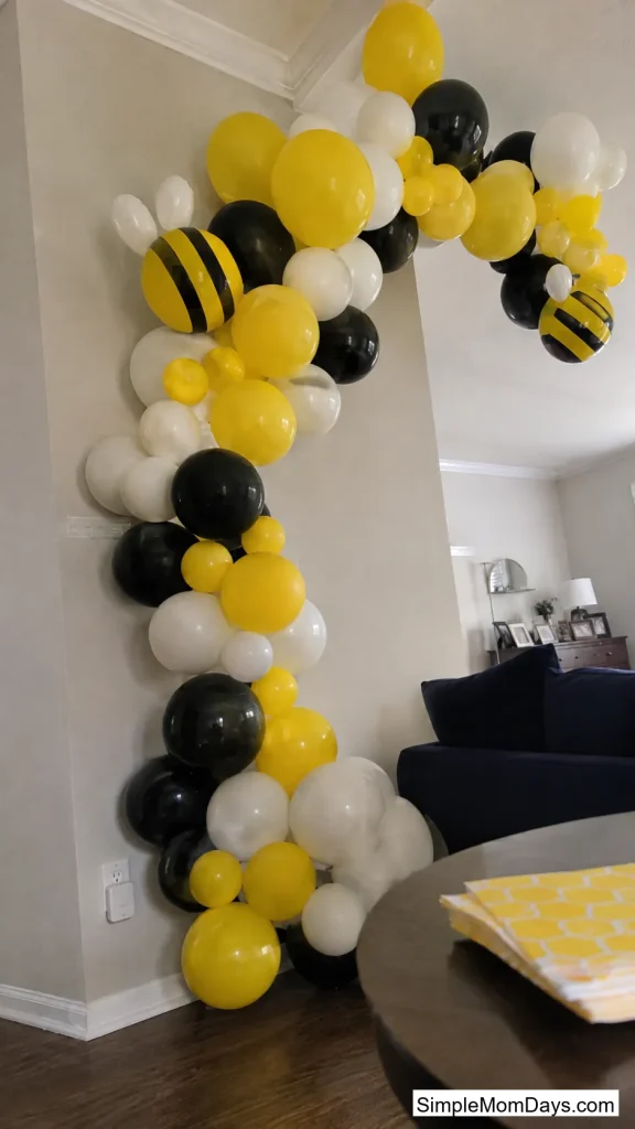 A Balloon Arch in Bee Colors