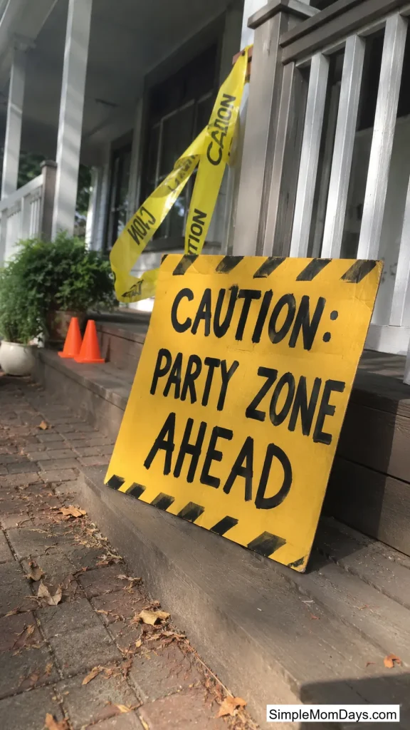 A "Birthday Under Construction" Entrance Sign