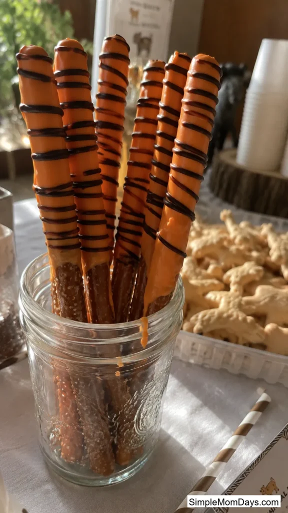 Chocolate-Dipped Pretzel "Tiger Tails"